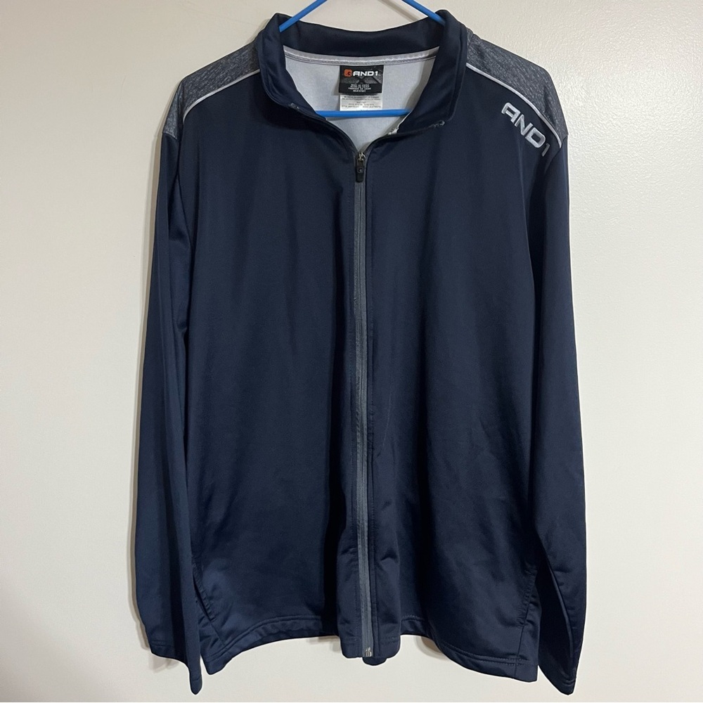 Men's‎ AND1 Full Zip Basketball Track Jacket Size 2XL  Navy Blue & Gray